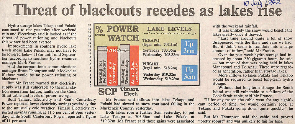 Threat of blackouts recedes as lakes rise
