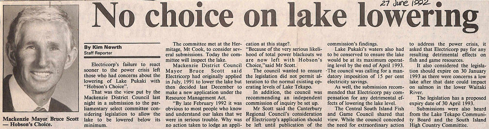 No choice on lake lowering