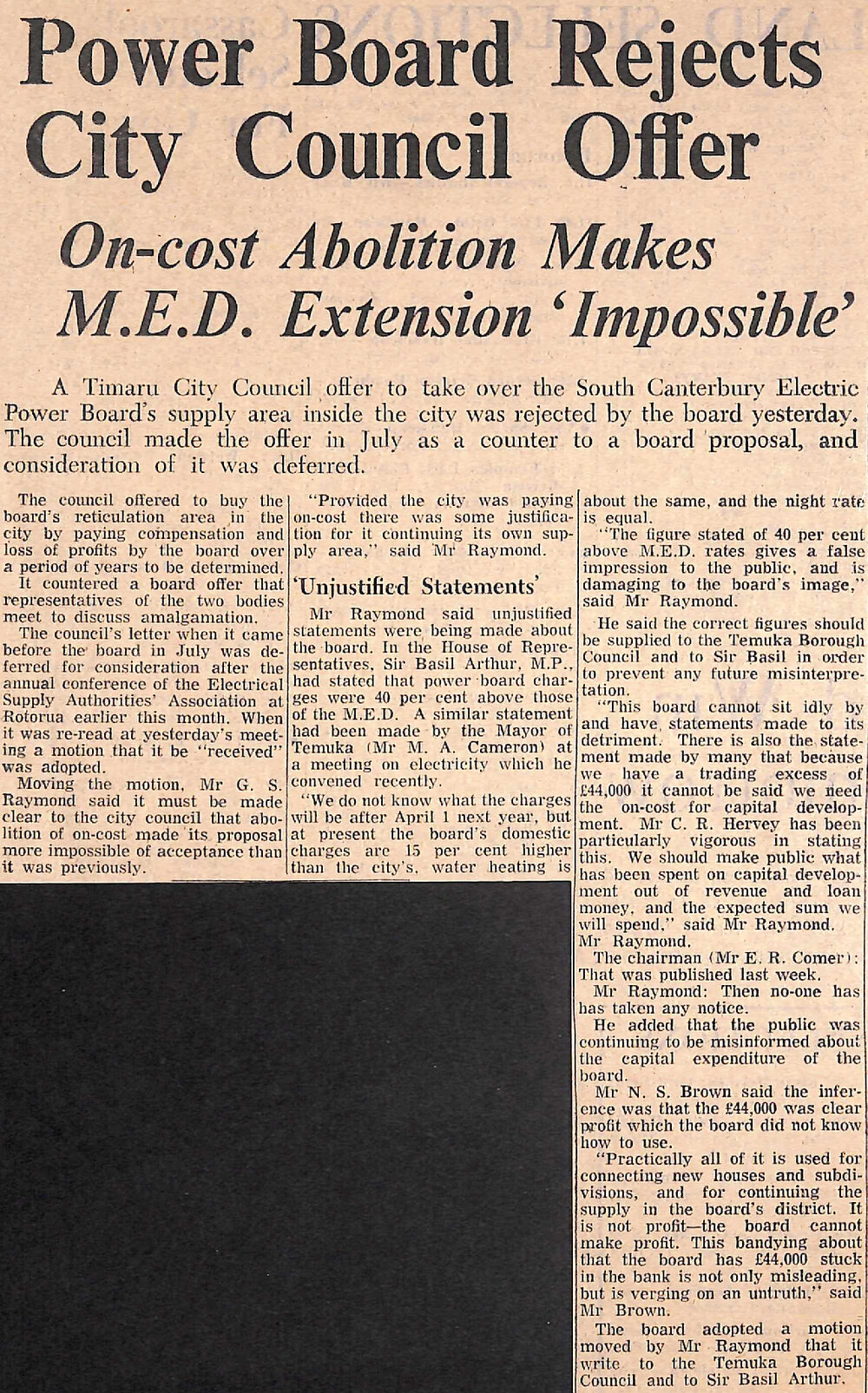 Power Board Rejects City Council Offer: On-cost Abolition Makes MED Extension 'Impossible'