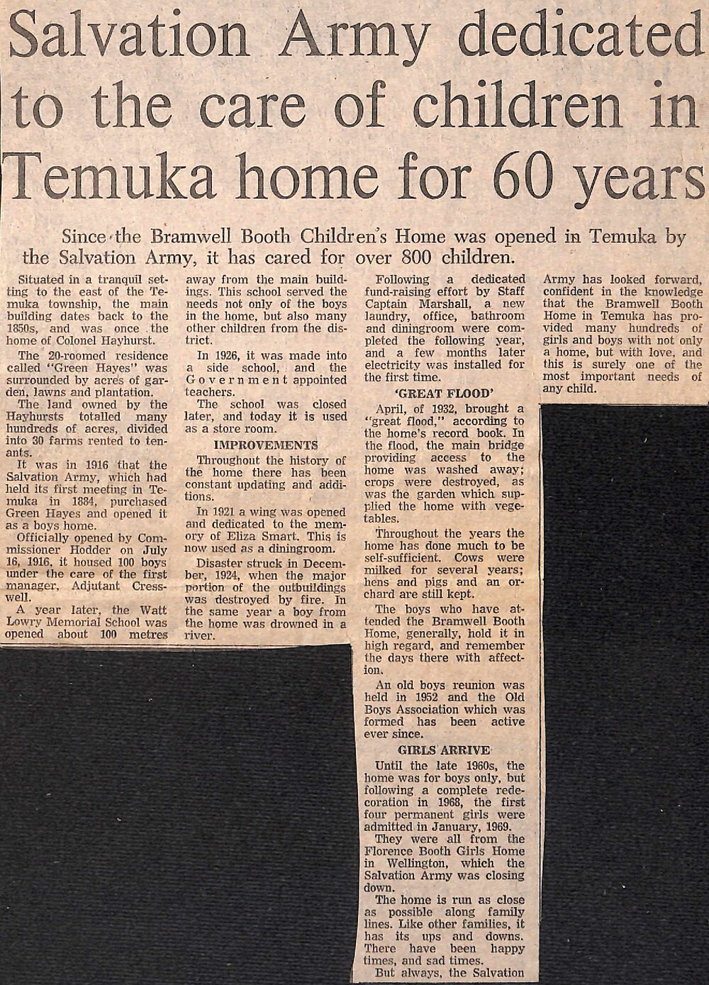 Salvation Army dedicated to the care of children in Temuka home for 60 years