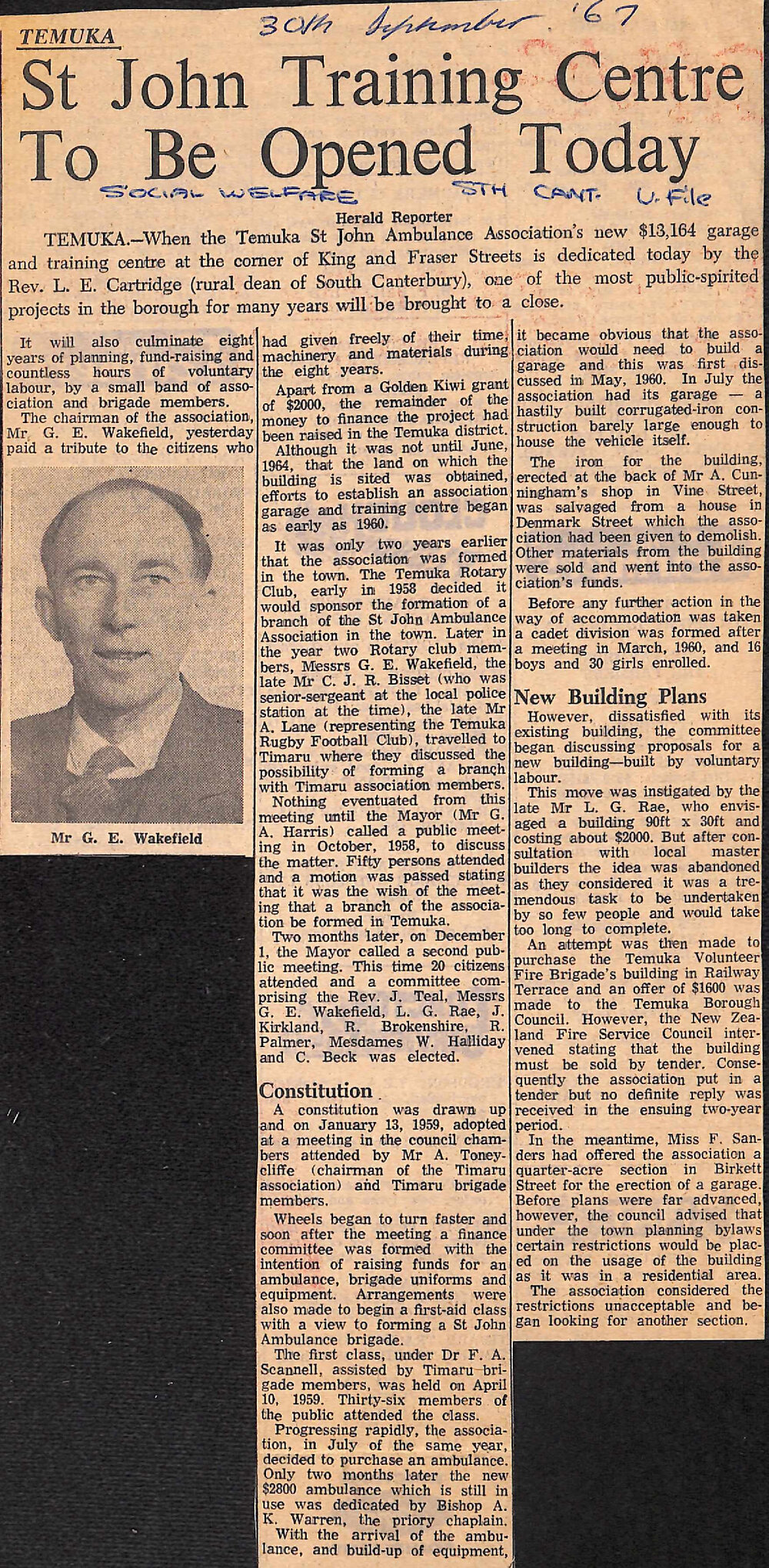 Temuka: St John Training Centre To Be Opened Today