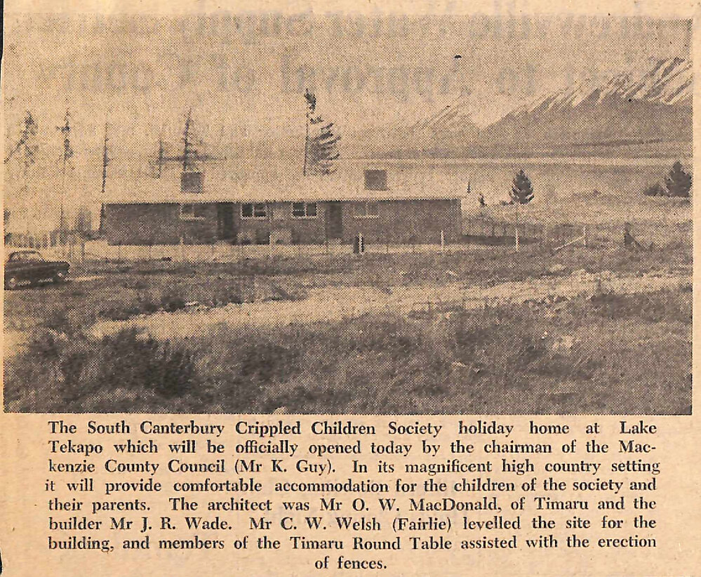 Crippled Children's Holiday Home officially Opened at Lake Tekapo