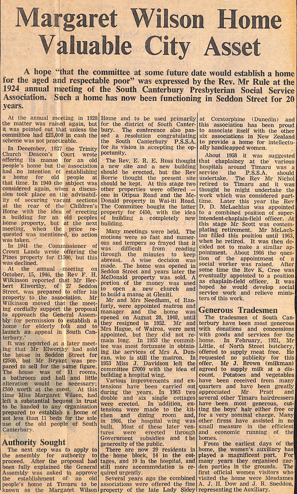 Margaret Wilson Home Valuable City Asset