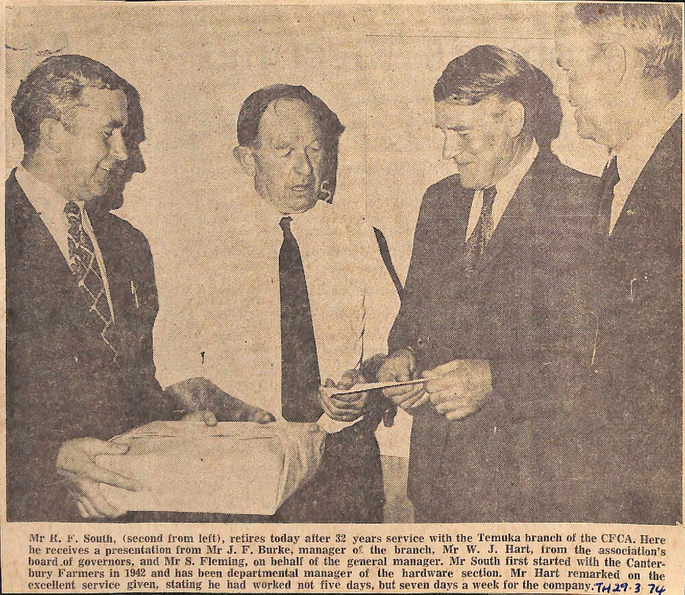 Mr R F South retires from the CFCA