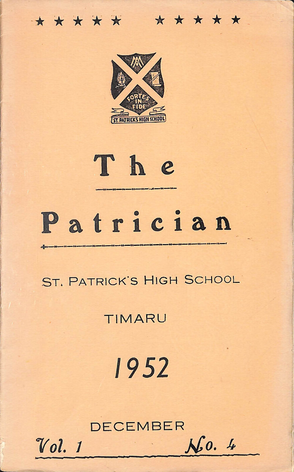 The Patrician: St Patrick's High School Timaru 1952 Vol. 1 No.4