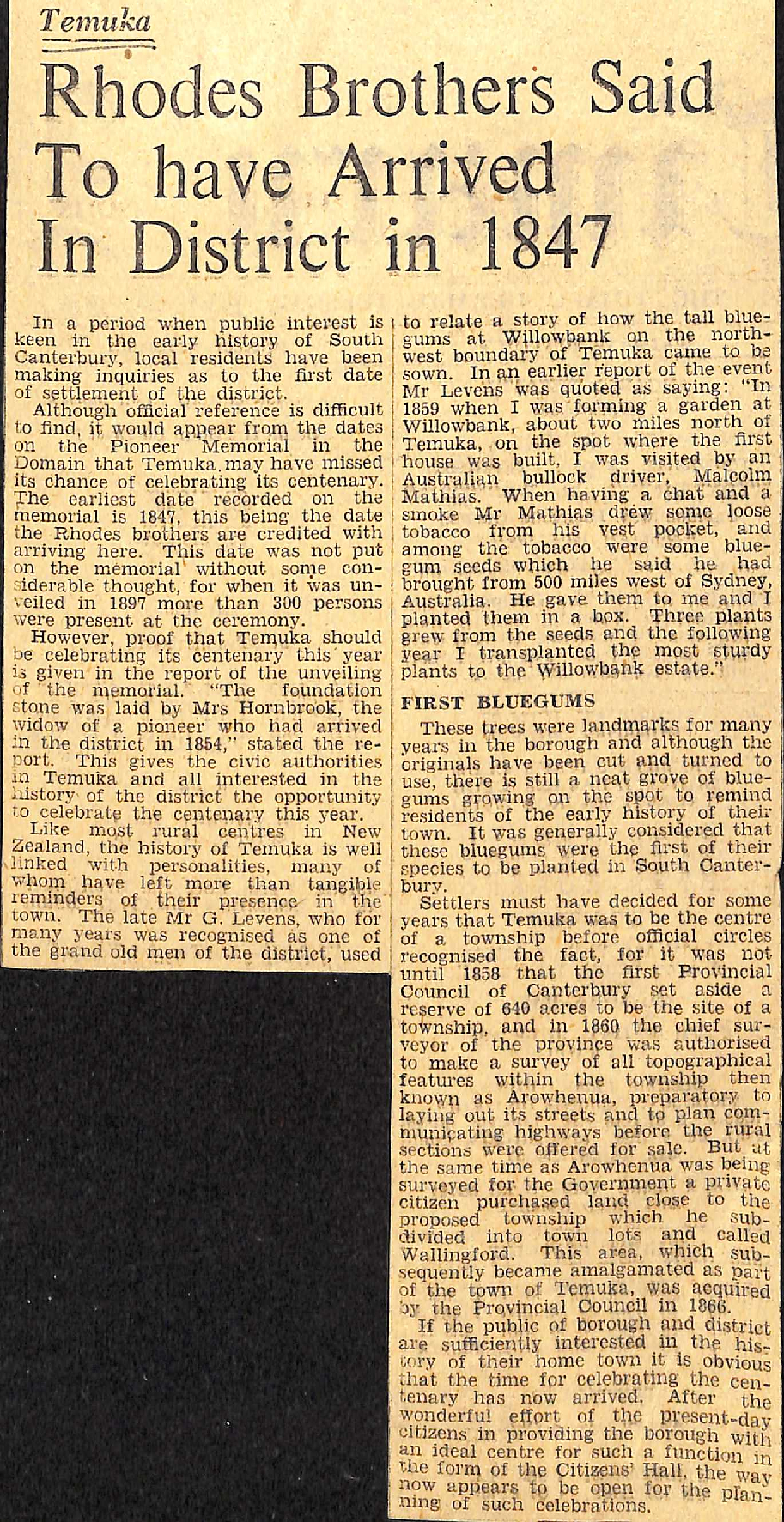 Rhodes Brothers Said To Have Arrived In District in 1847