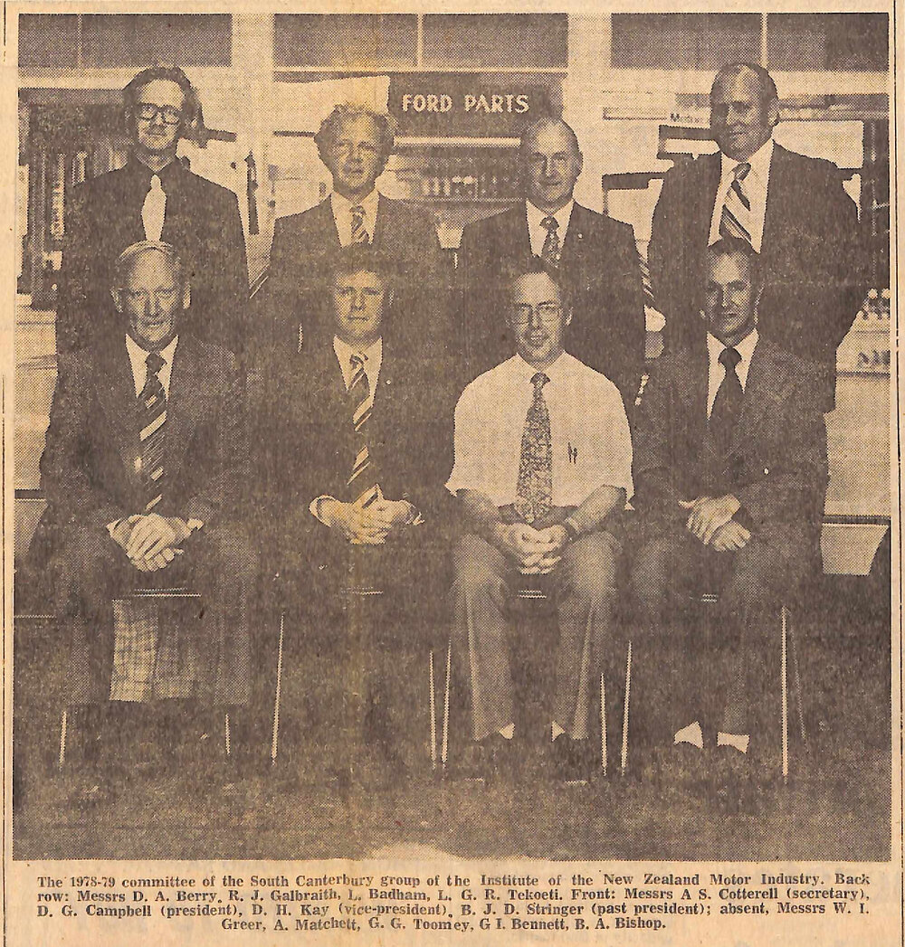 1978-79 Committee of the South Canterbury group of the Institute of the New Zealand Motor Industry