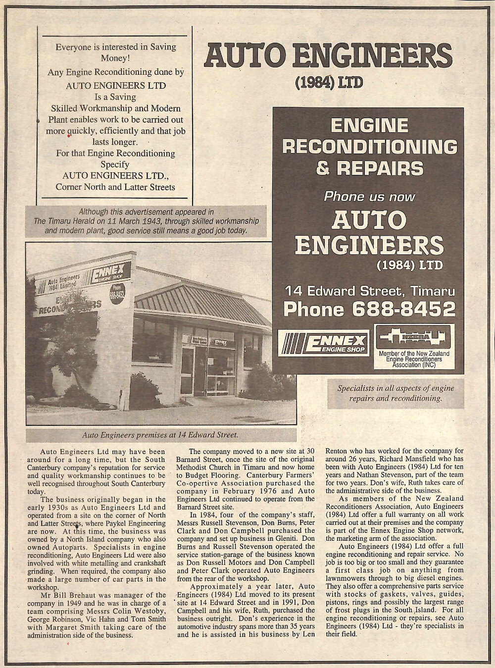 Auto Engineers (1984) Ltd advertising promotion