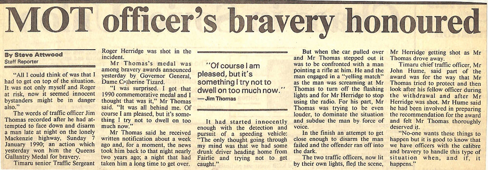 MOT officer's bravery honoured