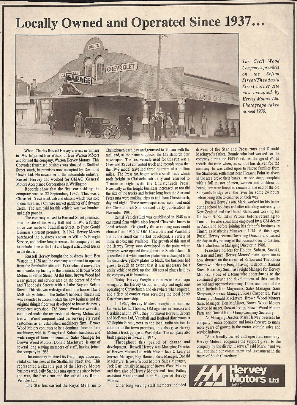 Hervey Motors Ltd advertising promotion