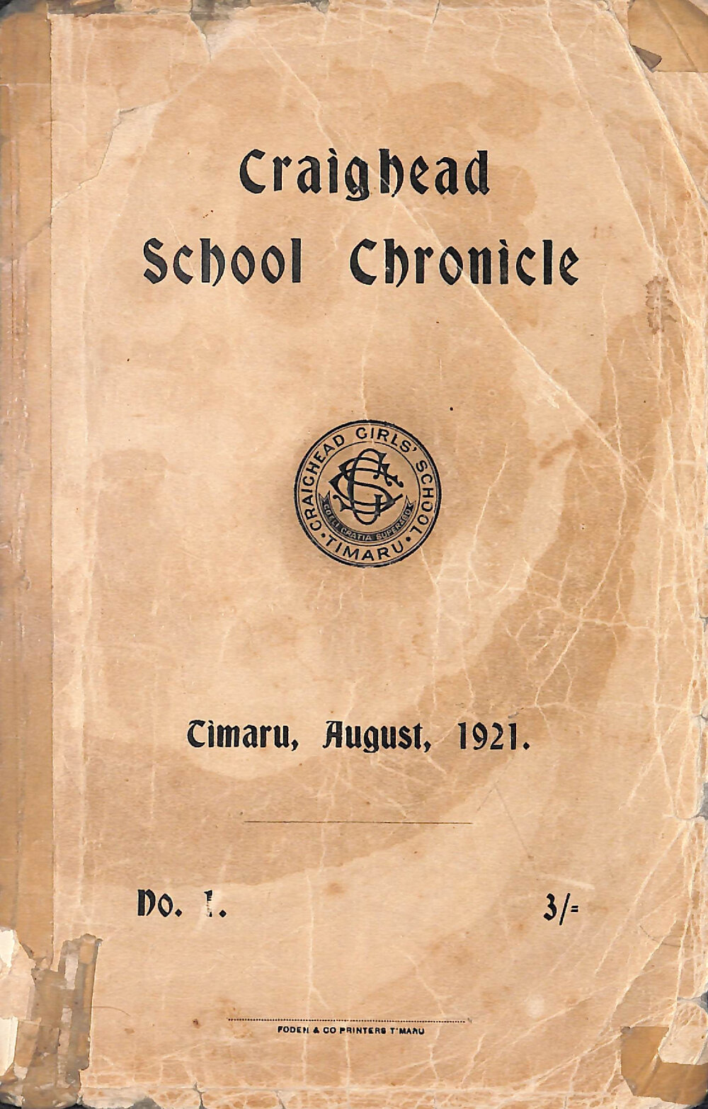 Craighead Diocesan School Chronicle no.1 1921