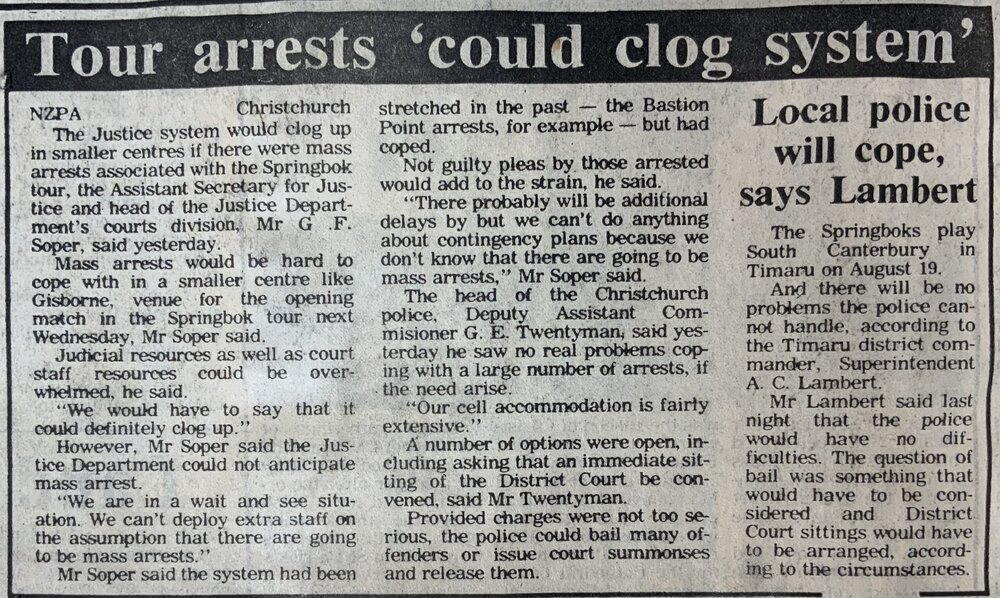 Tour arrests 'could clog system' / Local police will cope, says Lambert