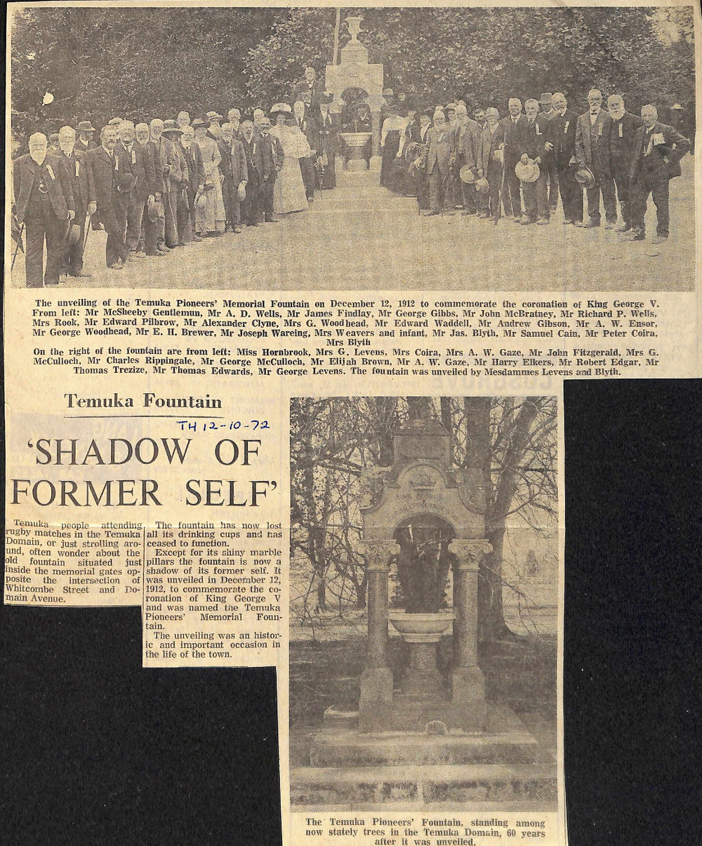 Temuka Fountain 'Shadow Of Former Self'