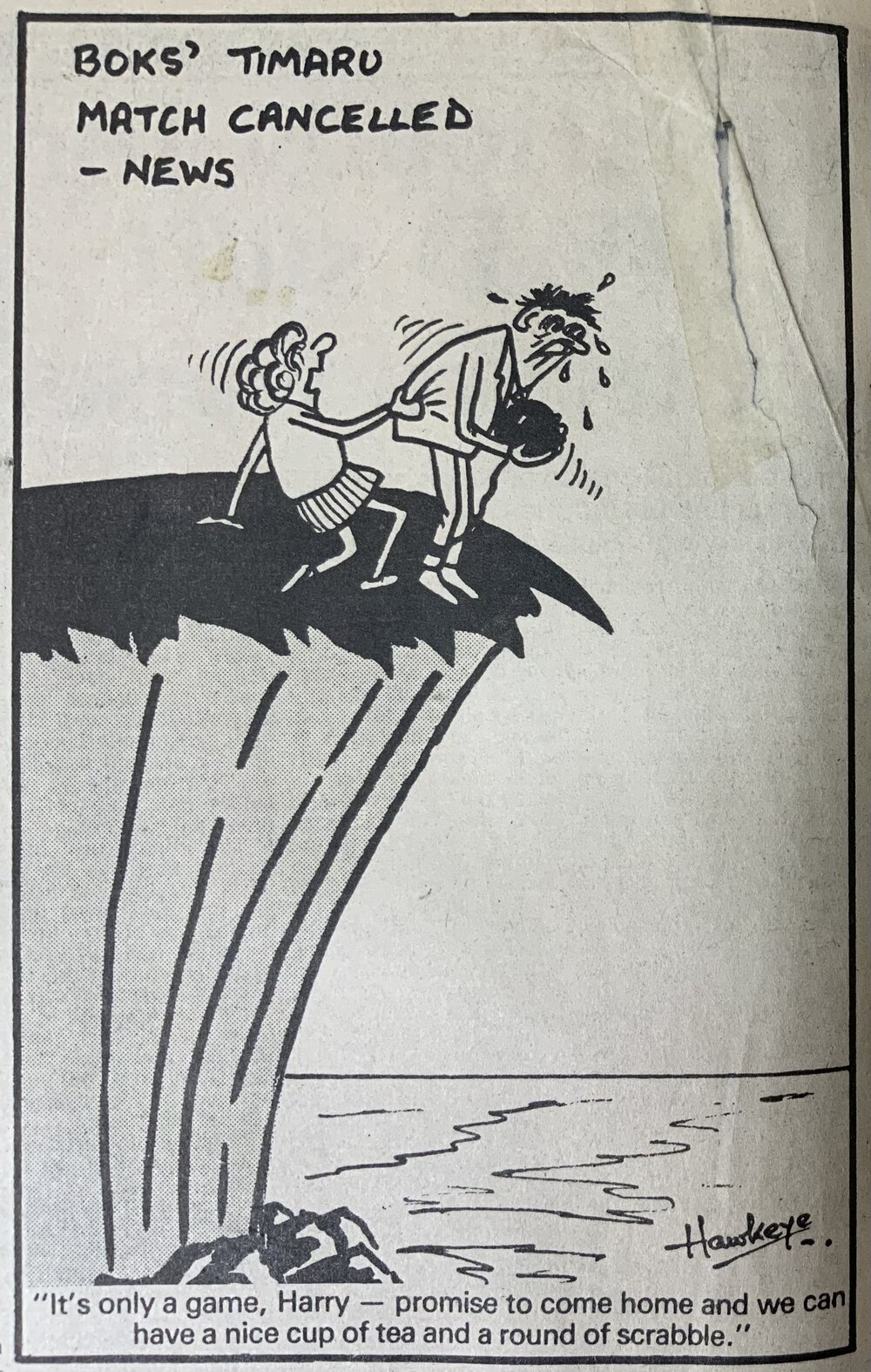 Hawkeye comic re 1981 Springbok Tour Timaru