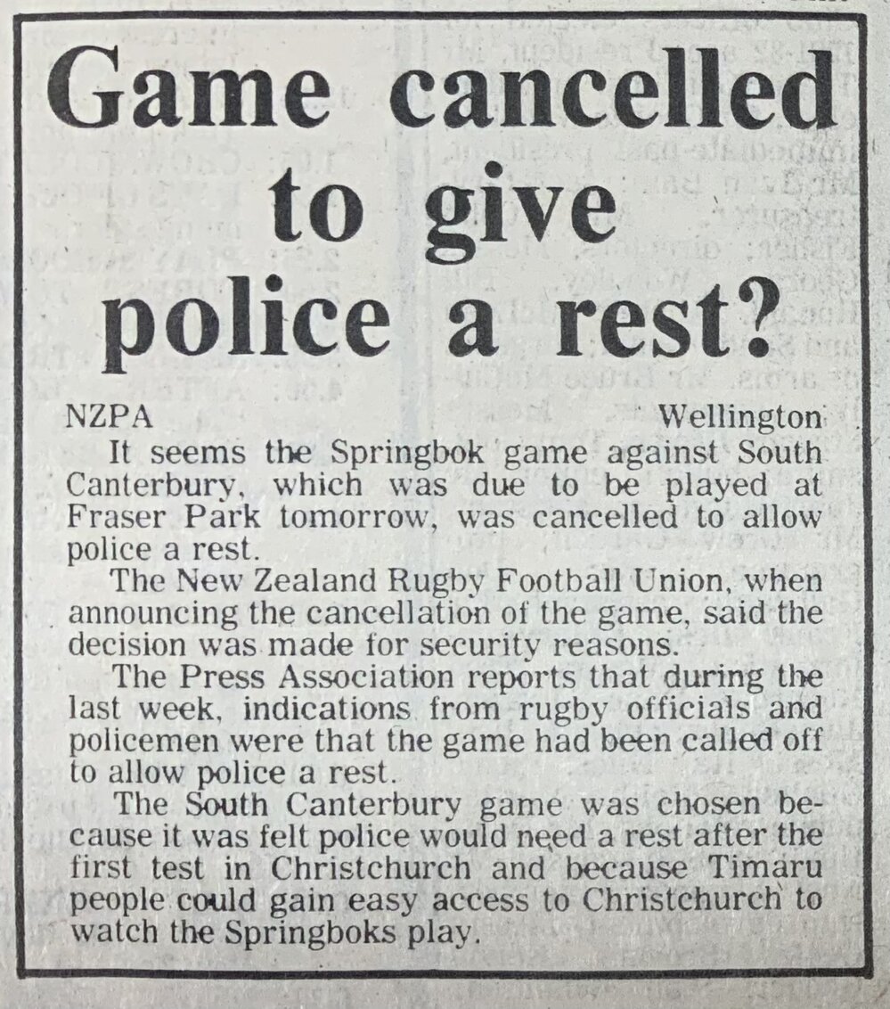 Game cancelled to give police a rest?
