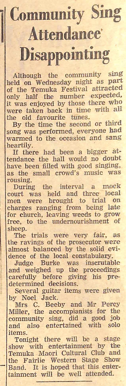 Community Sing Attendance Disappointing