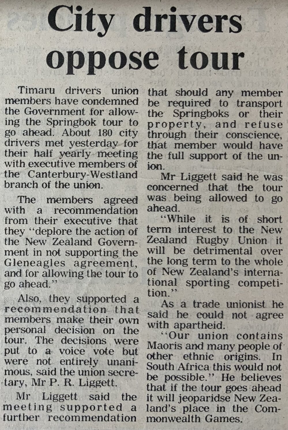 City drivers oppose tour