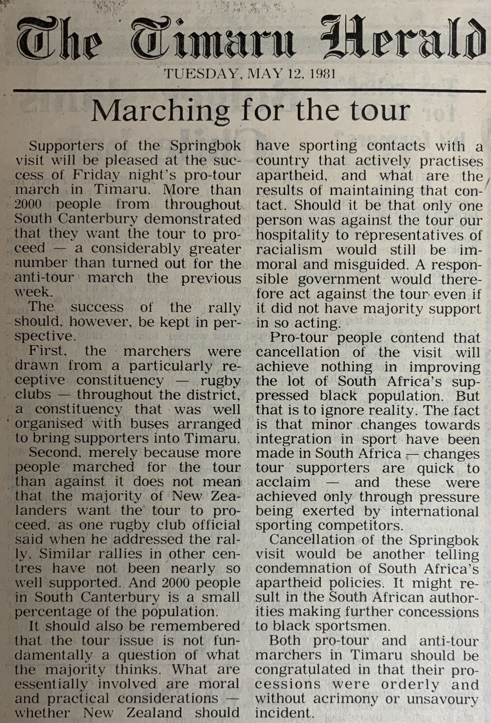 Editorial: Marching for the tour