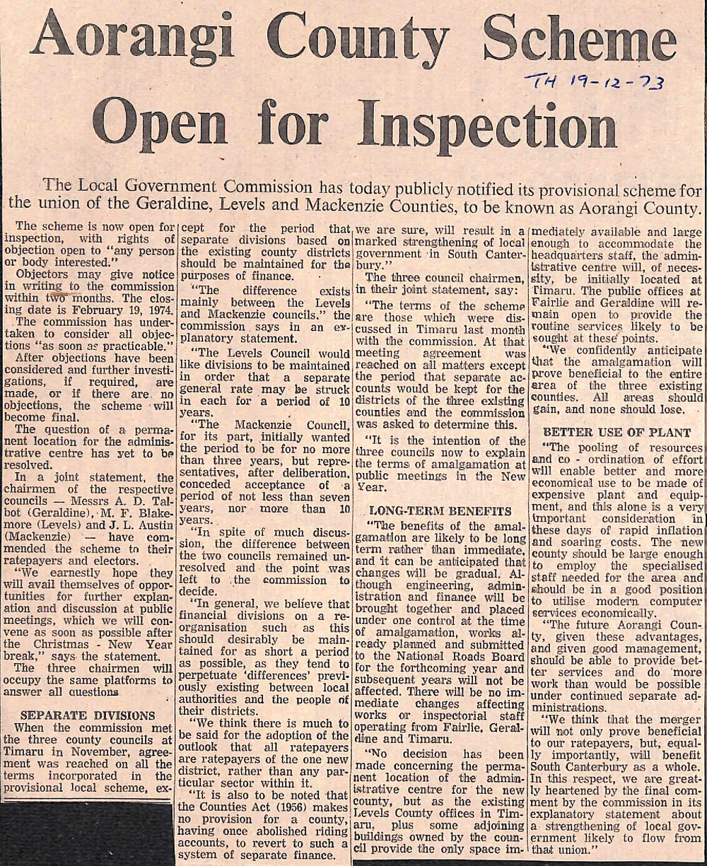 Aorangi County Scheme Open for Inspection