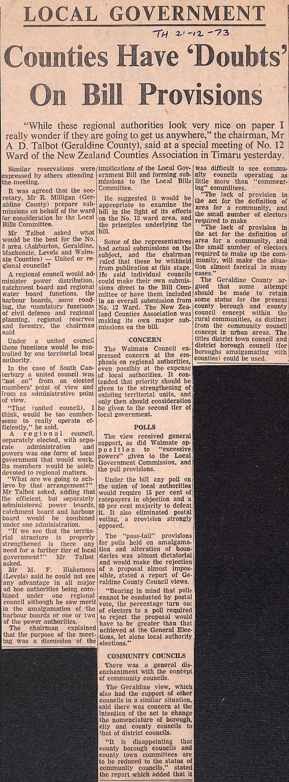 Local Government: Counties Have 'Doubts' On Bill Provisions