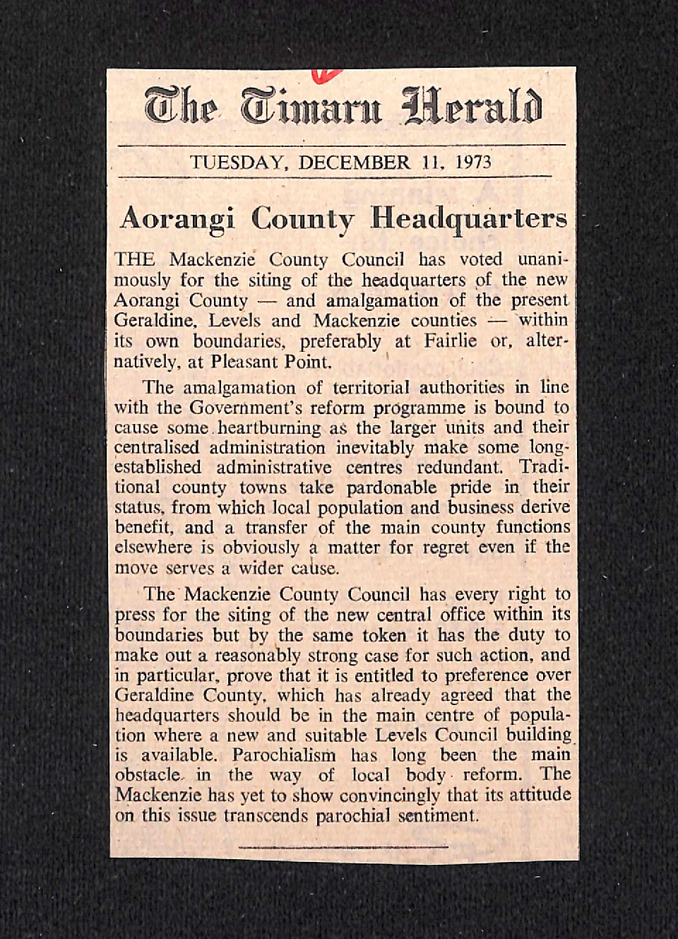 Editorial: Aorangi County Headquarters