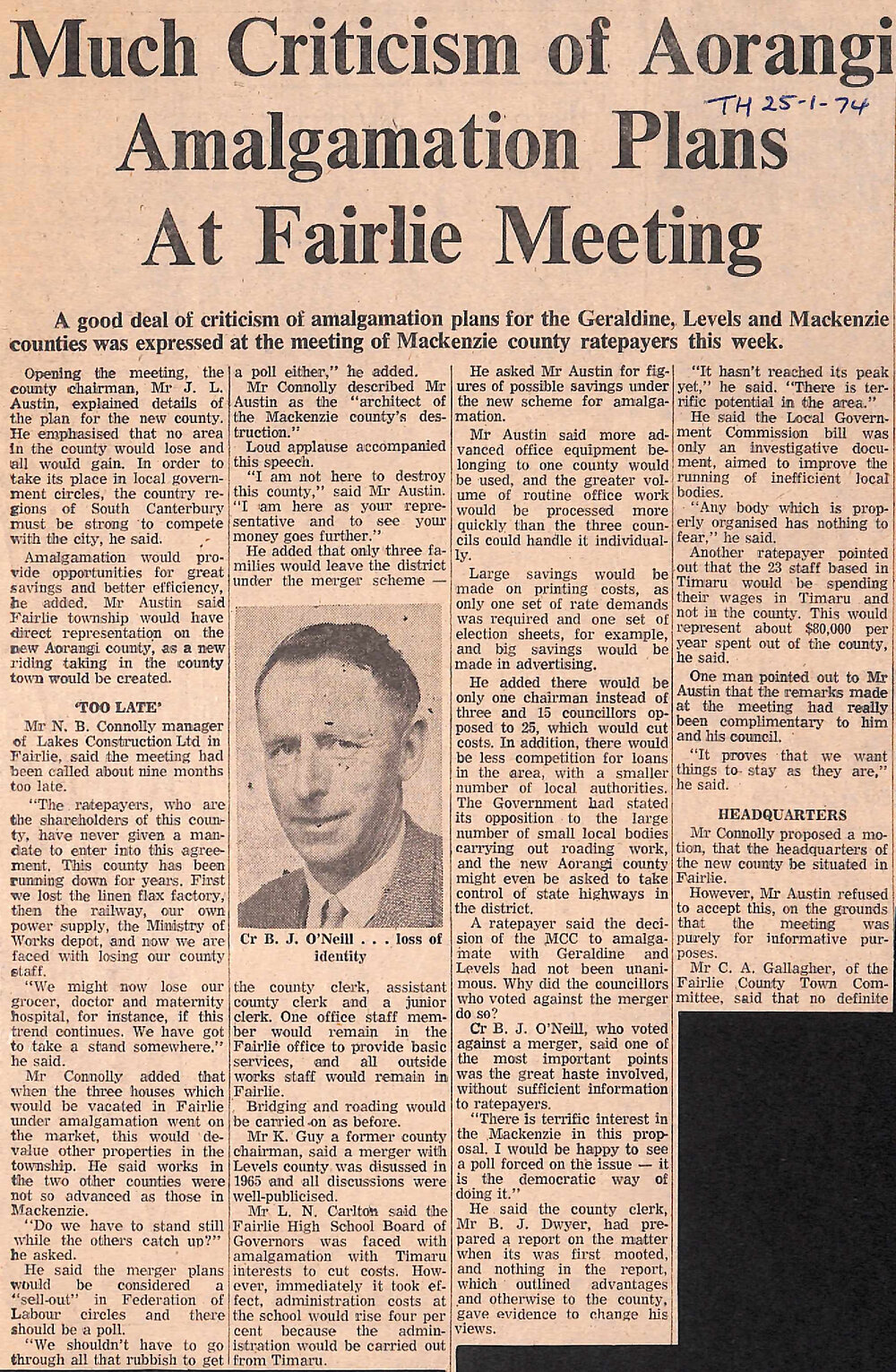 Much criticism of Aorangi Amalgamation Plans At Fairlie Meeting