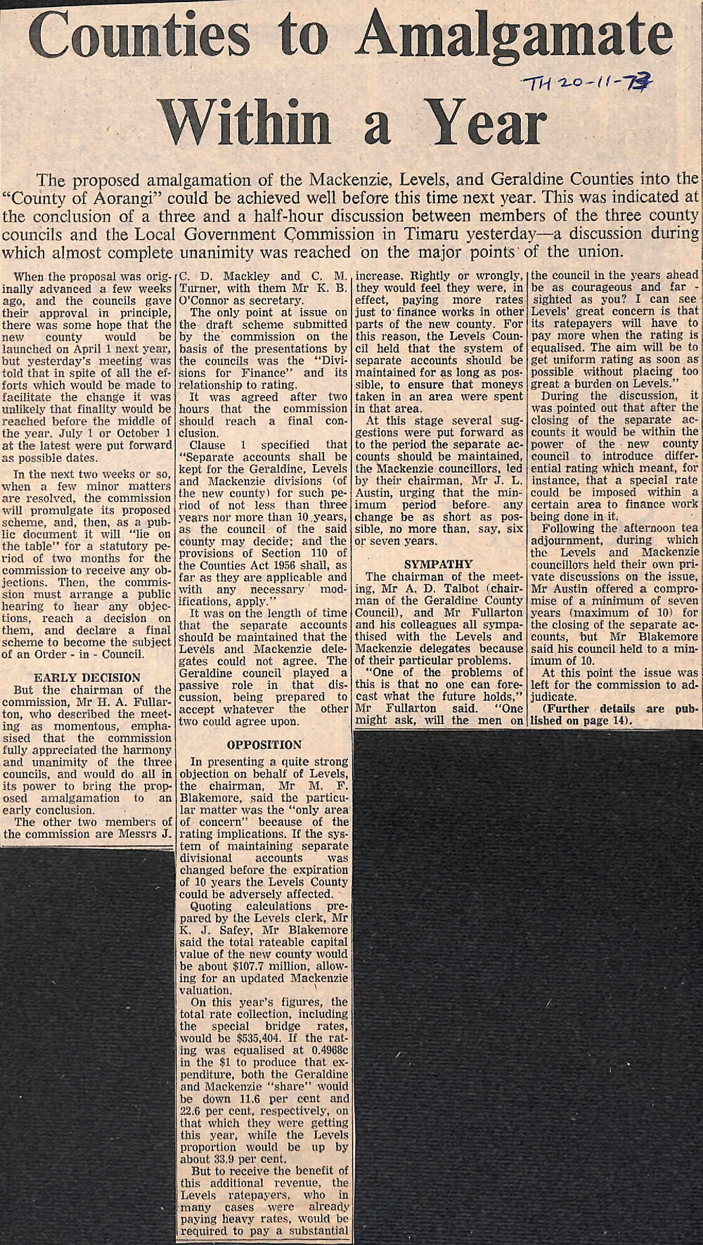 Counties to Amalgamate Within a Year