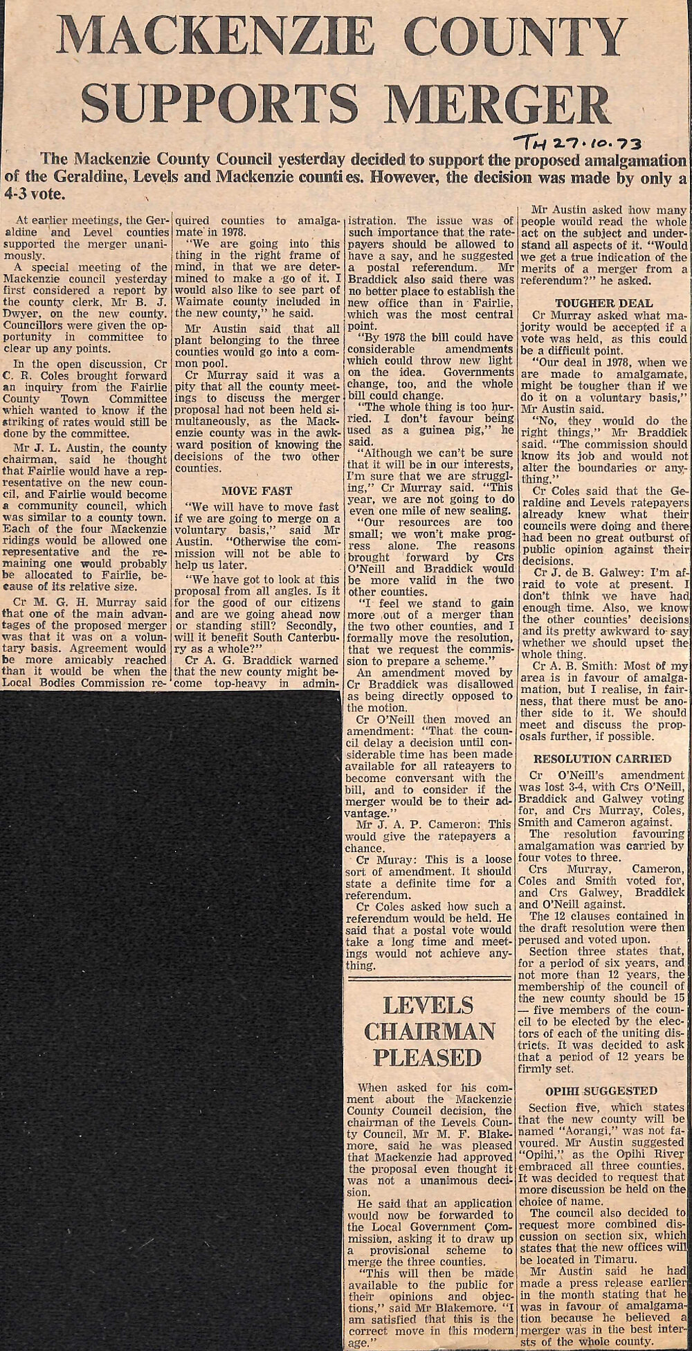 Mackenzie County Supports Merger