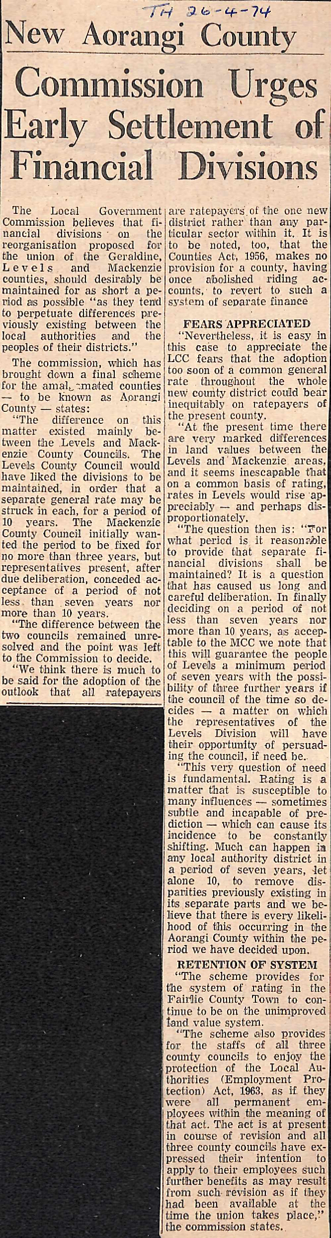 New Aorangi County: Commission Urges Early Settlement of Financial Decisions