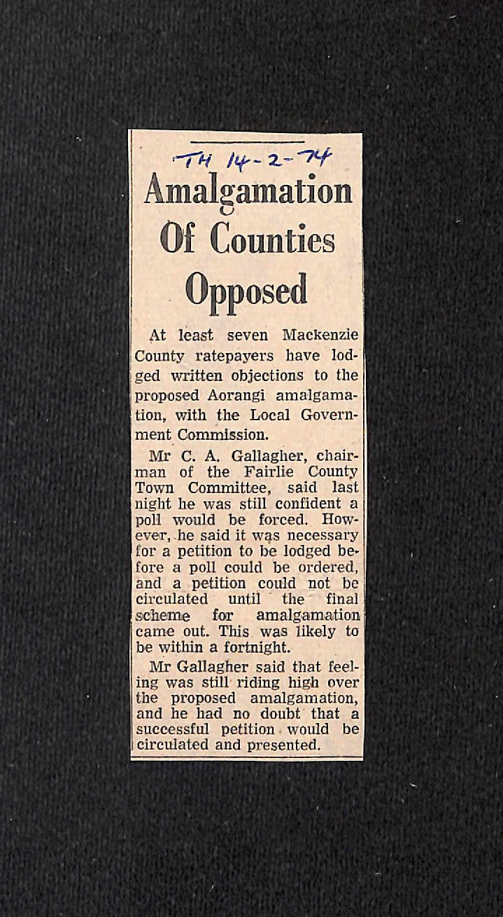 Amalgamation Of Counties Opposed