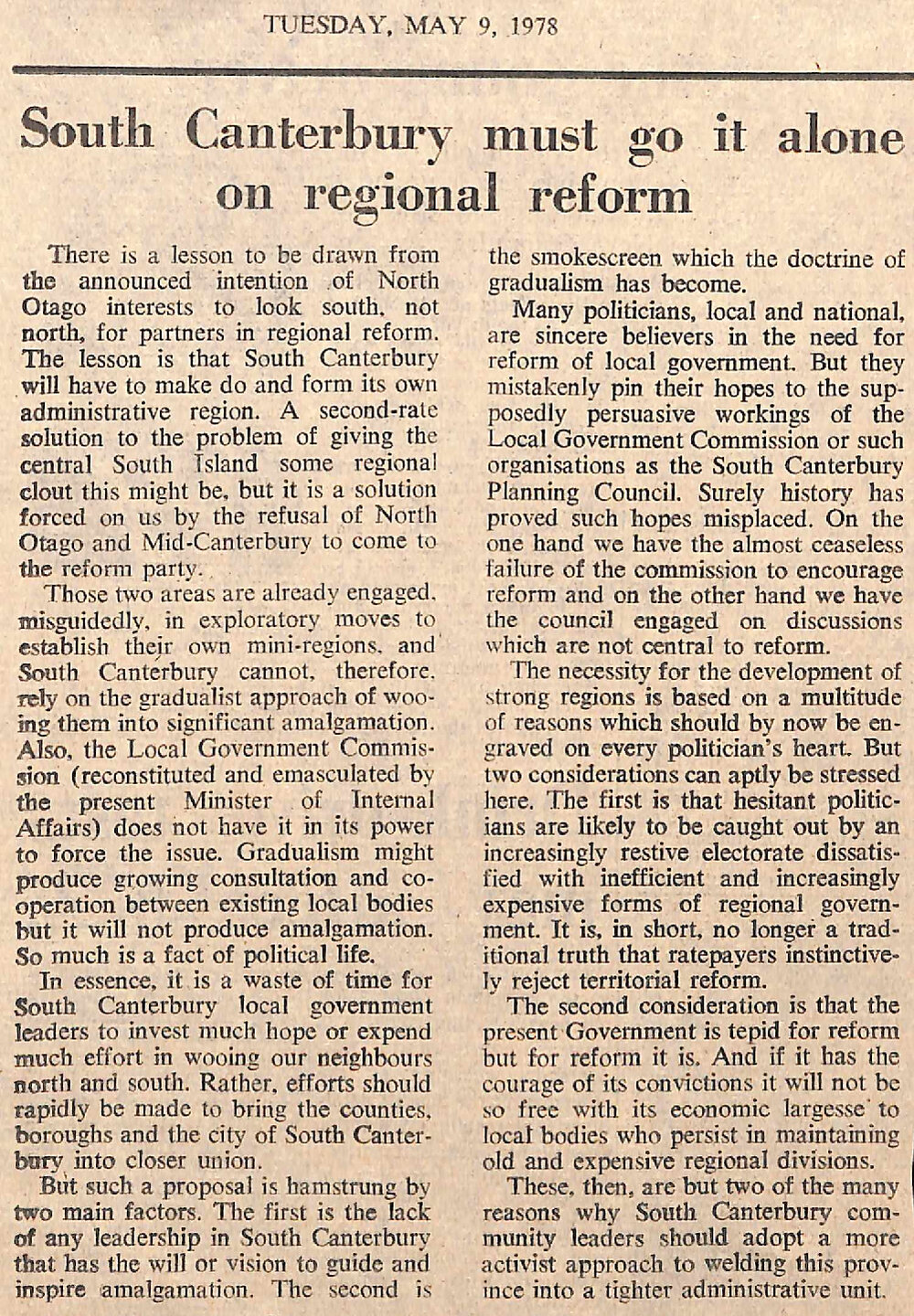 Editorial: South Canterbury must go it alone on regional reform