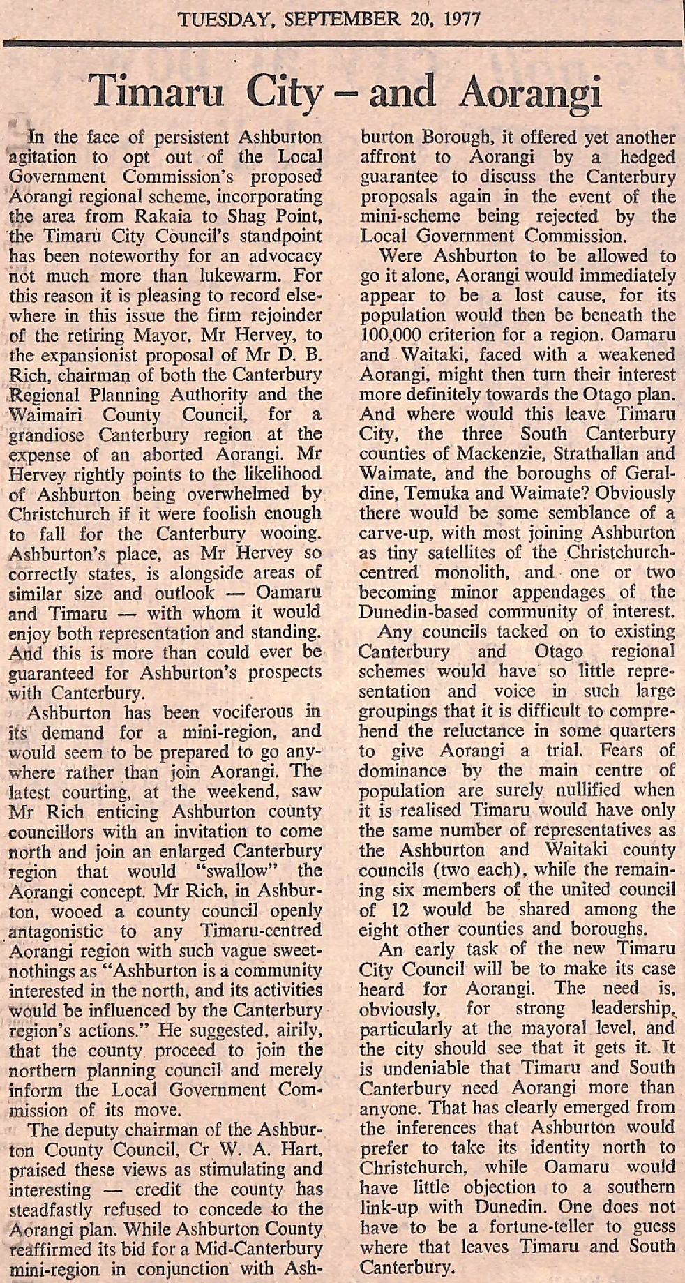 Editorial: Timaru City and Aorangi