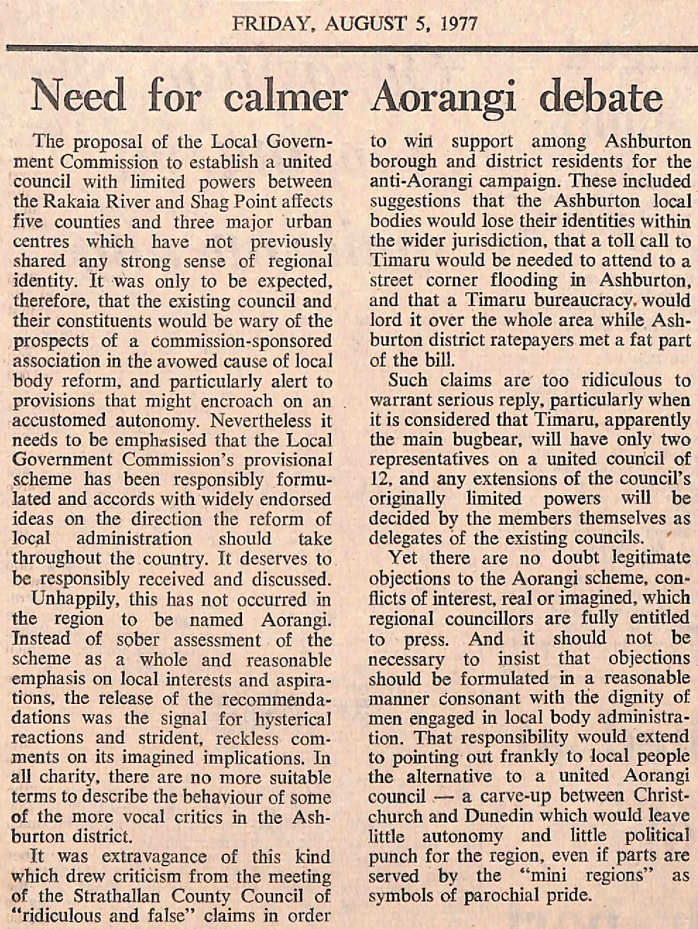 Editorial: Need for calmer Aorangi debate