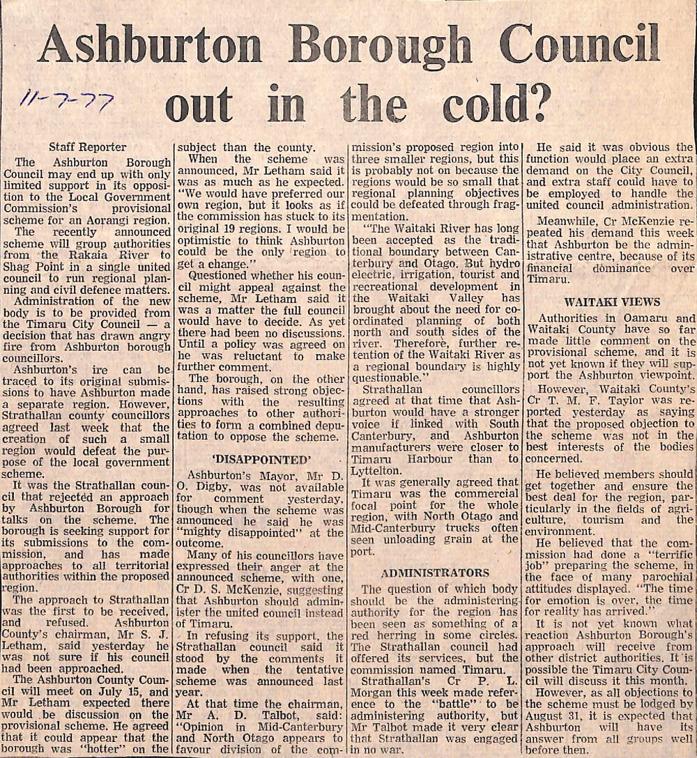 Ashburton Borough Council out in the cold?