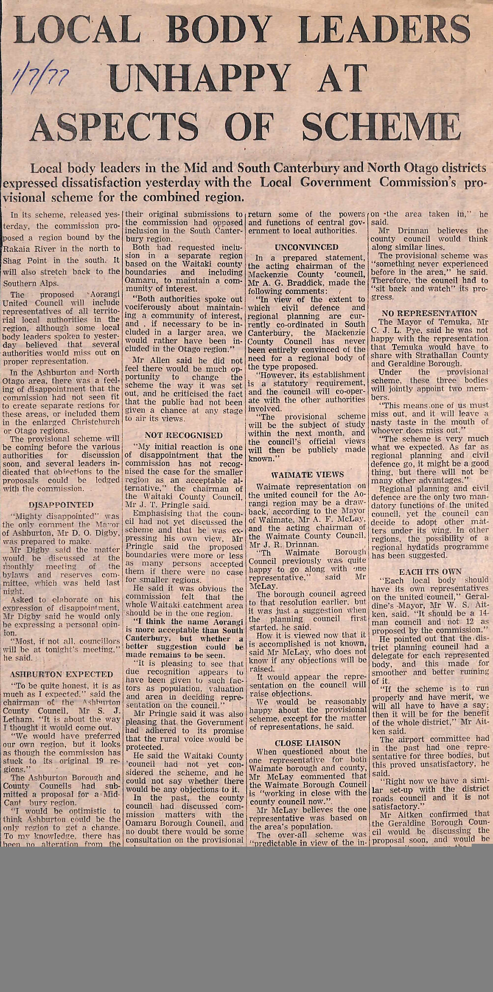 Local body leaders unhappy at aspects of scheme