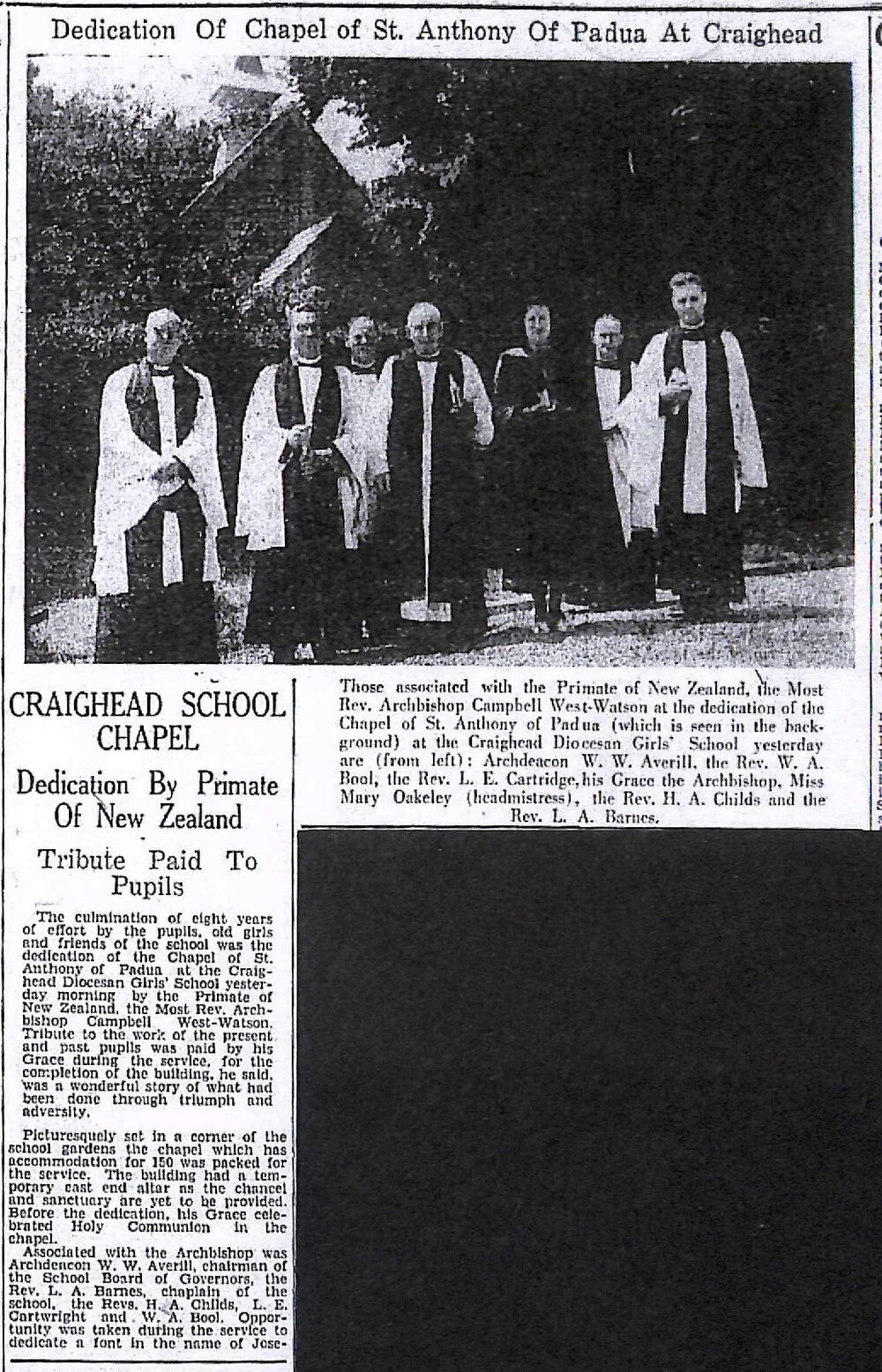 Dedication Of Chapel of St Anthony Of Padua At Craighead