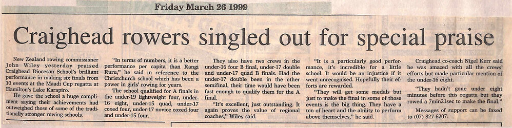 Craighead rowers singled out for special praise