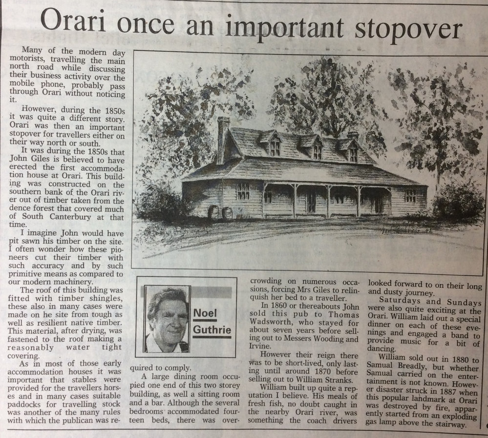 Orari once an important stopover | Aoraki Heritage Collection