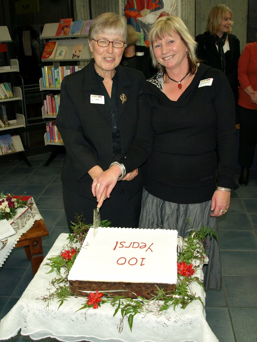Cutting reunion cake