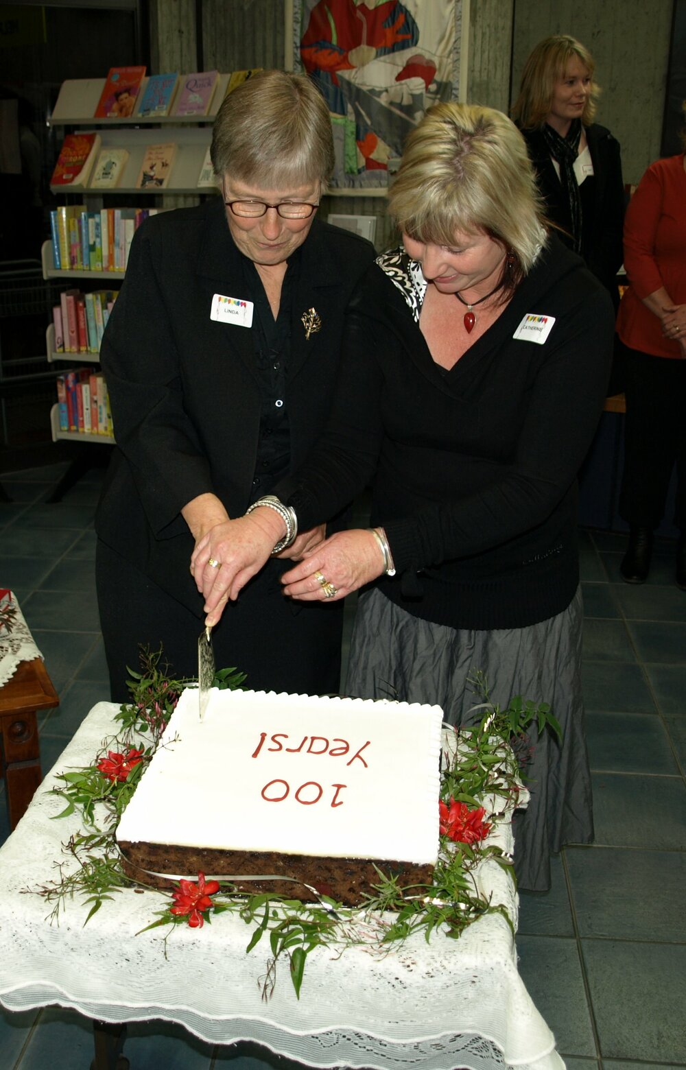 Cutting reunion cake