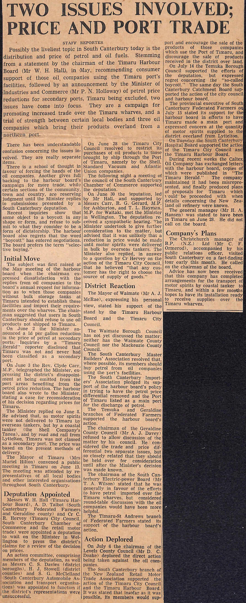 Two Issues Involved: Price and Port Trade