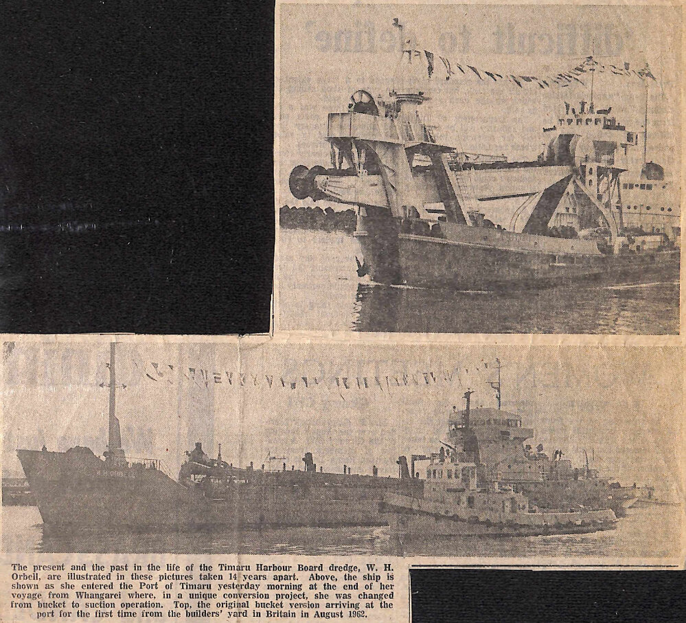 Converted dredge returns to port