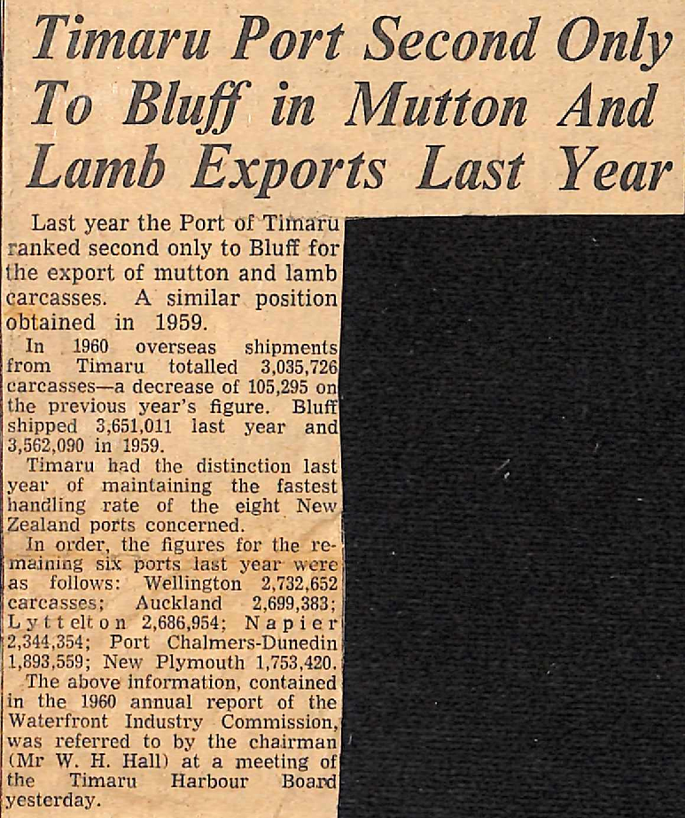 Timaru Port Second Only To Bluff in Mutton And Lamb Exports Last Year