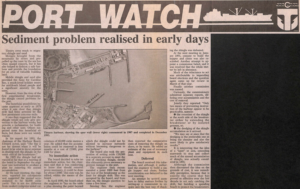 Port Watch: Sediment problem realised in early days