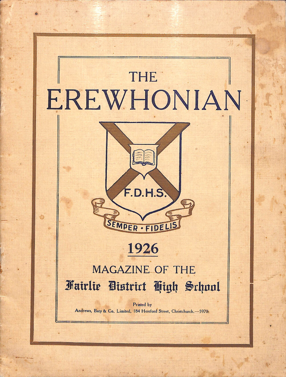 The Erewhonian: magazine of the Fairlie District High School 1926