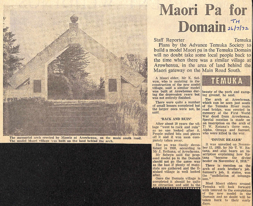 Temuka: Maori Pa for Domain