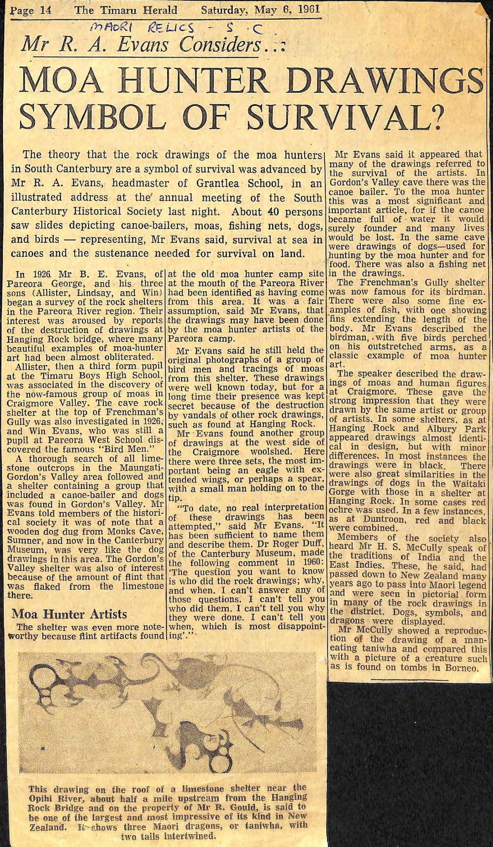 Mr R A Evans Considers&hellip; Moa Hunter Drawings Symbol Of Survival?