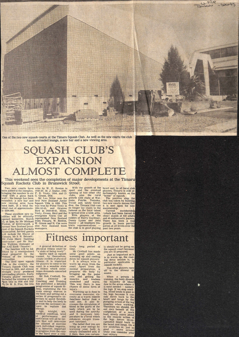 Squash Club's Expansion Almost Complete