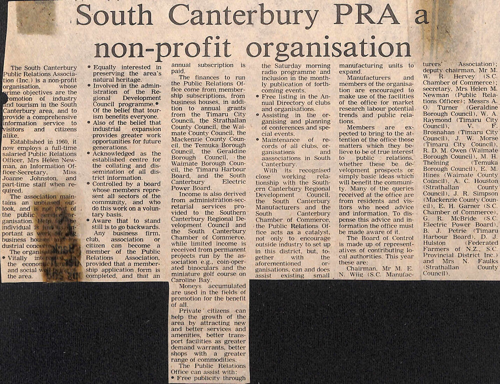 South Canterbury PRA a non-profit organisation