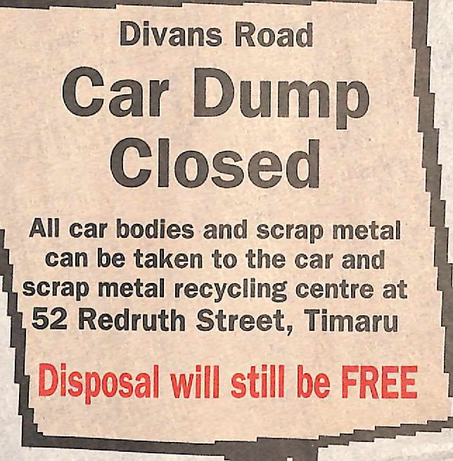 Divans Road Car Dump Closed - advertisement